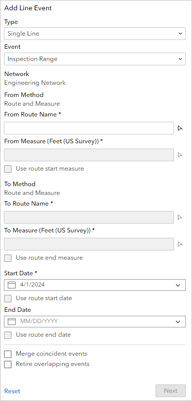 The Add Line Event widget The Add Line Event widget